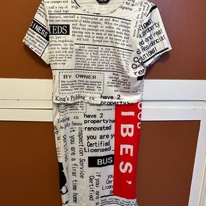 CHICME Newspaper Print Skirt & Top, 2 Piece Set, Size L (8/10)